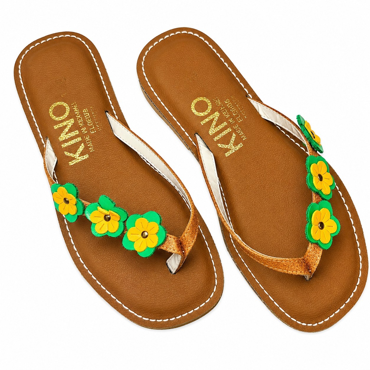 Kino Key West Handmade Leather Floral Flip Flop Sandals Wm 8 Boho Resort Florida
