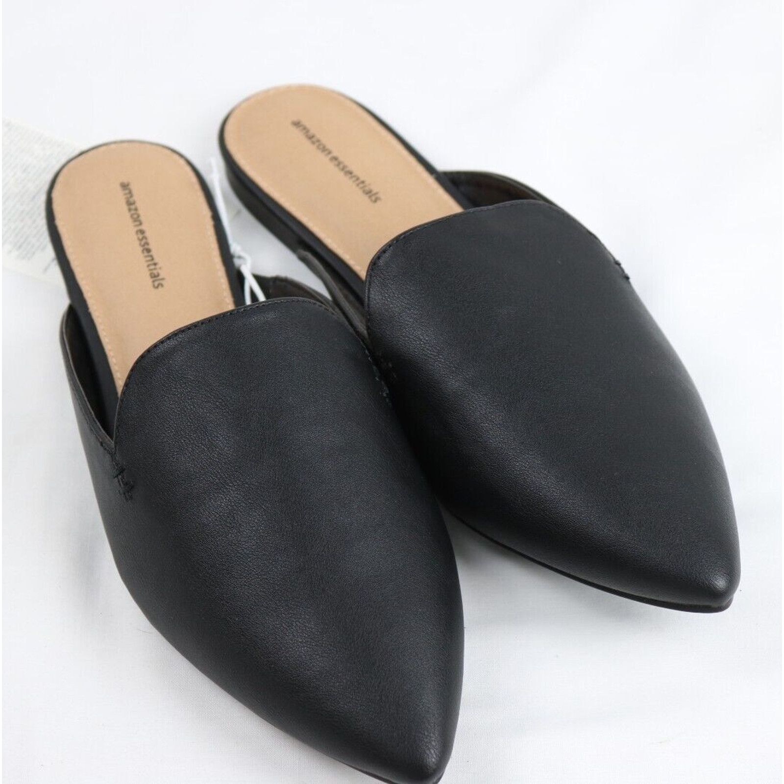 Women’s Size 9 Molly Pointy Toe Mule Flat Slides Sandals w/ Mini Heel, Black