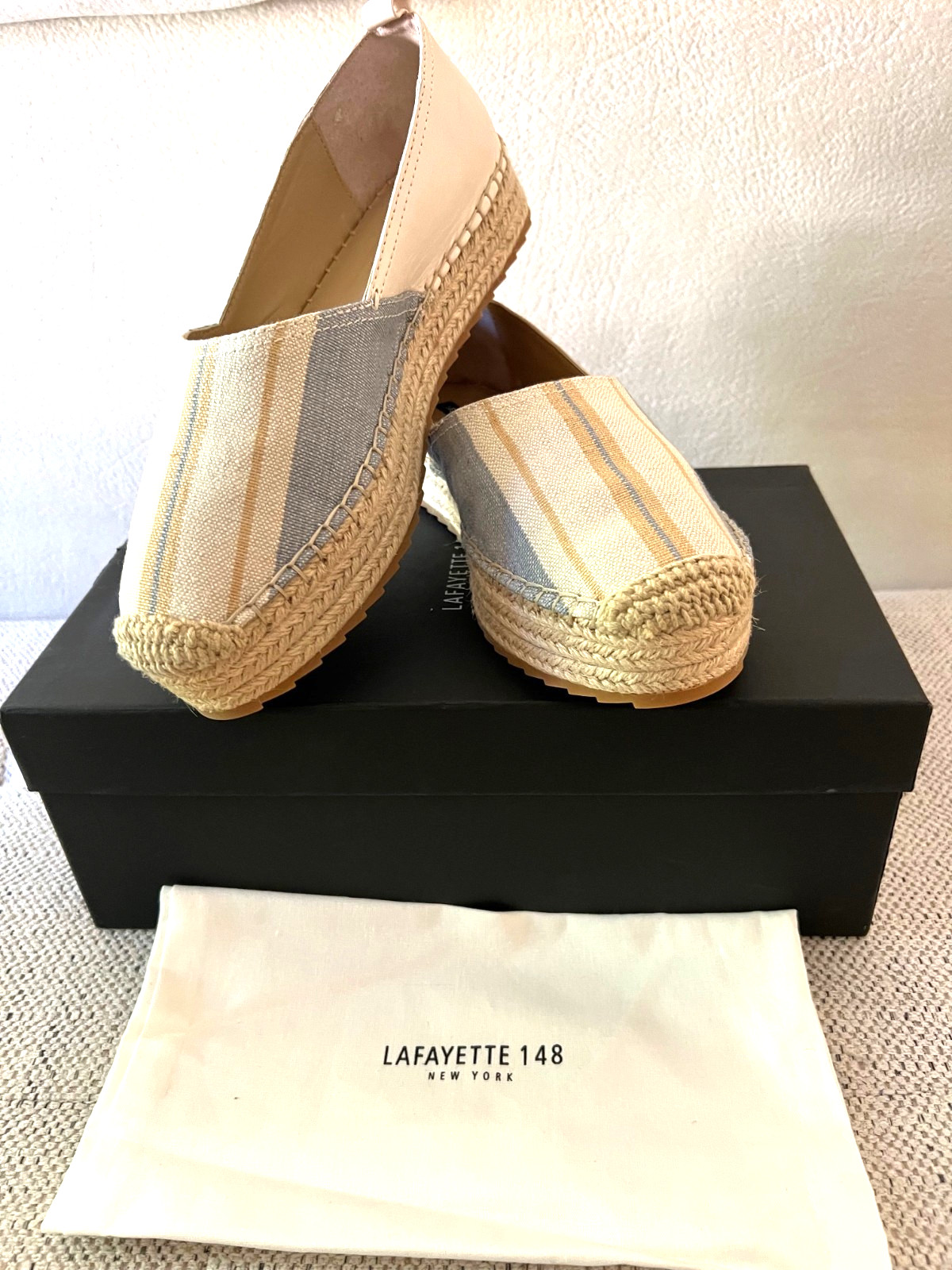 NEW Lafayette 148 Womens Sahara Textile Leather Espadrille Designer Shoes 8M NIB