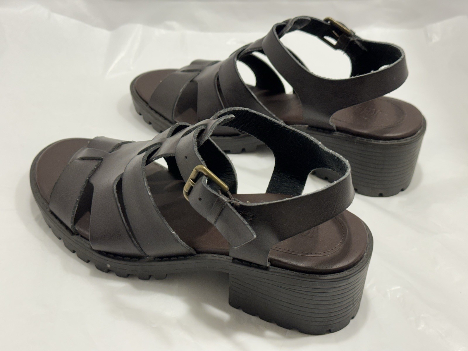 JOE BOXER Ava BROWN Man Made VEGAN Ankle Strapped Gladiator Open Toe Sandals 8M