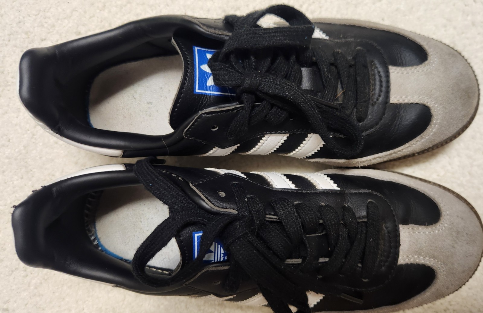 adidas Samba Womens Sz 7 1/2 Indoor Soccer Shoes White Black Gray B75807 Low Top