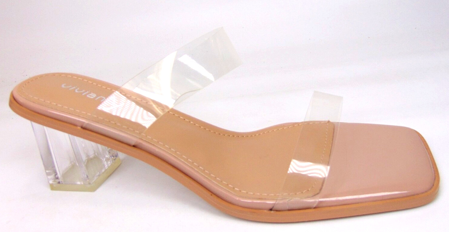 NEW! Viviany Womens Clear Block Heels Dress Sandals Transparent Size 11 M, Pumps