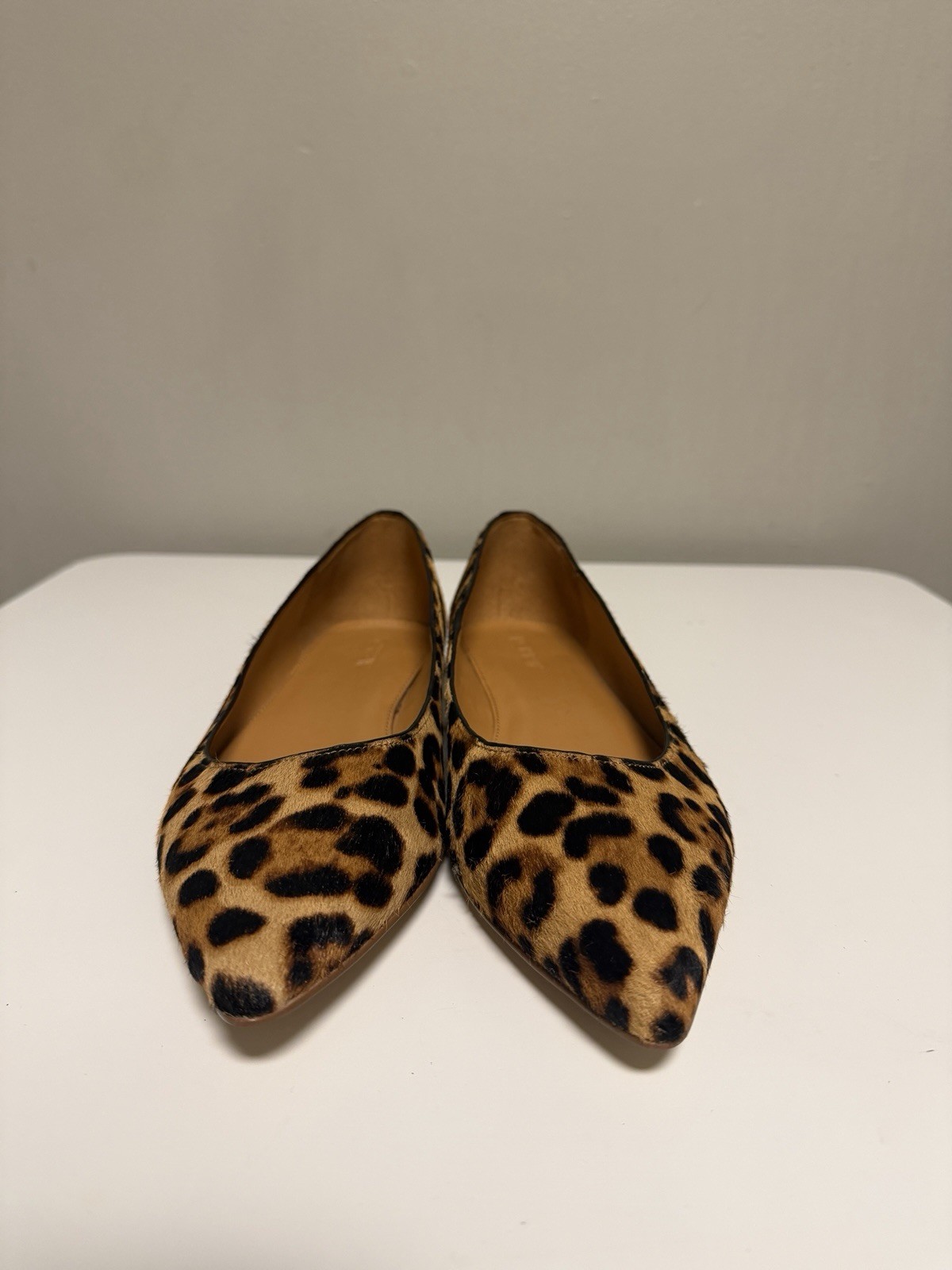 J.Crew Leopard Print Marina Calf Hair Trendy Ballet Pointed Toe Flats US 9.5