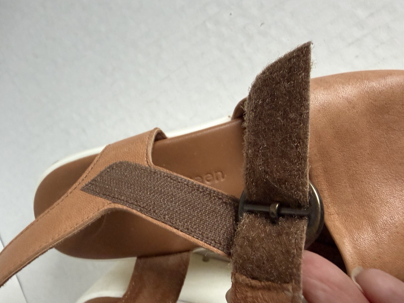 Paul Green Women’s Tan Leather Platform Wedge Sandals Size 4 1/2 UK 7 US