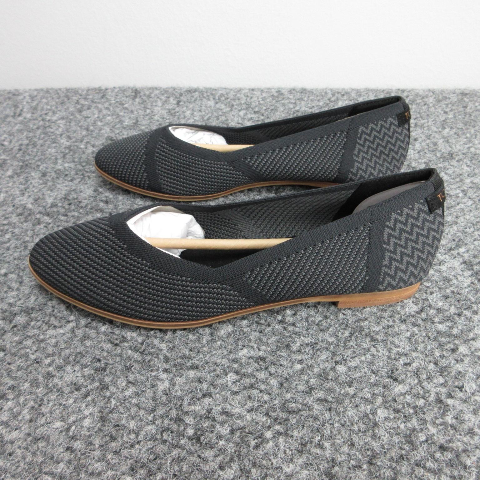 TOMS Shoes Womens Size 7.5 Black Jutti Neat Chevron Knit Pointed Flats REPREVE