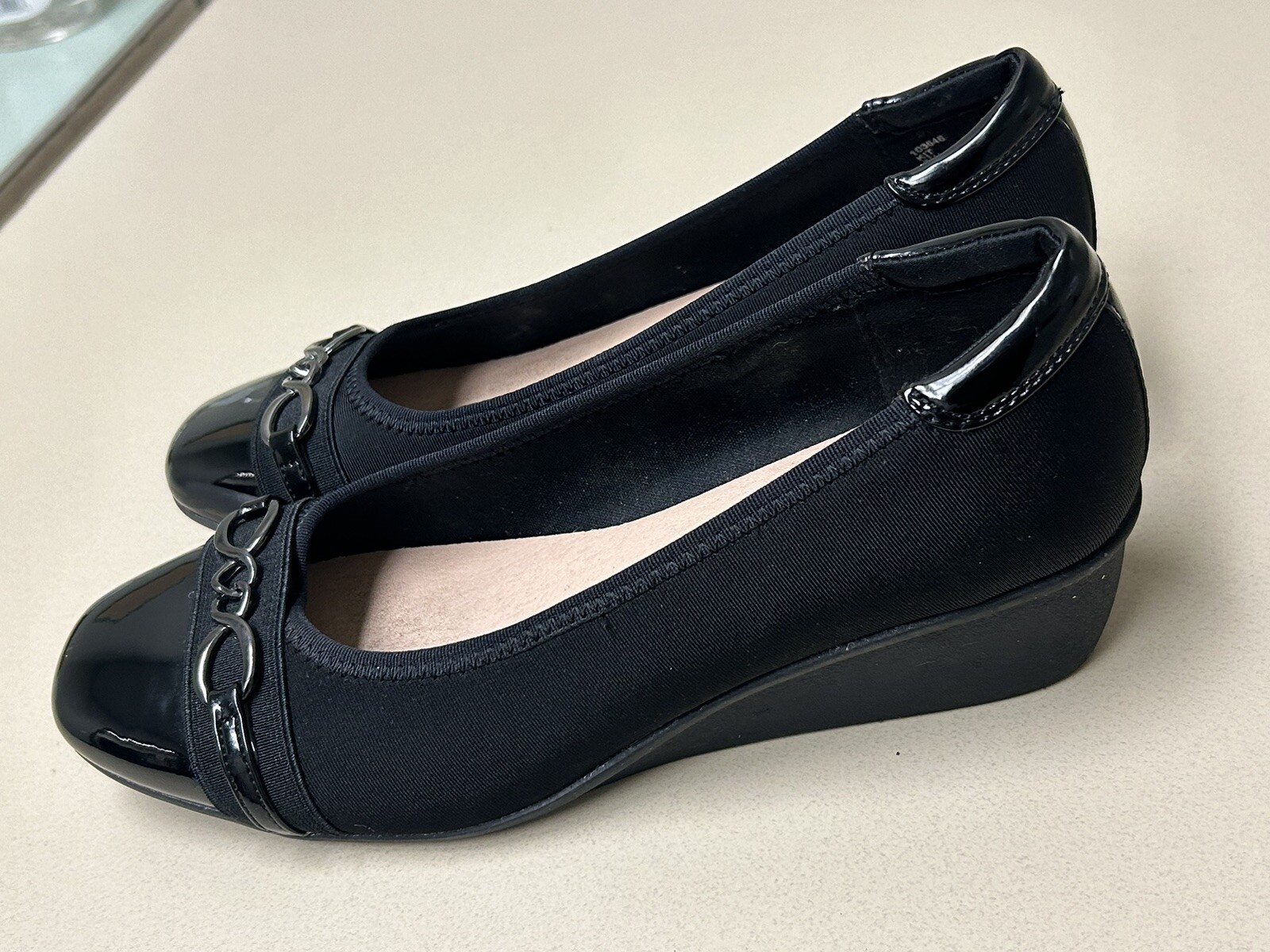 Lauren Blakwell Womens Wedge Shoes Size 8.5 Black Square Toe Model Kit