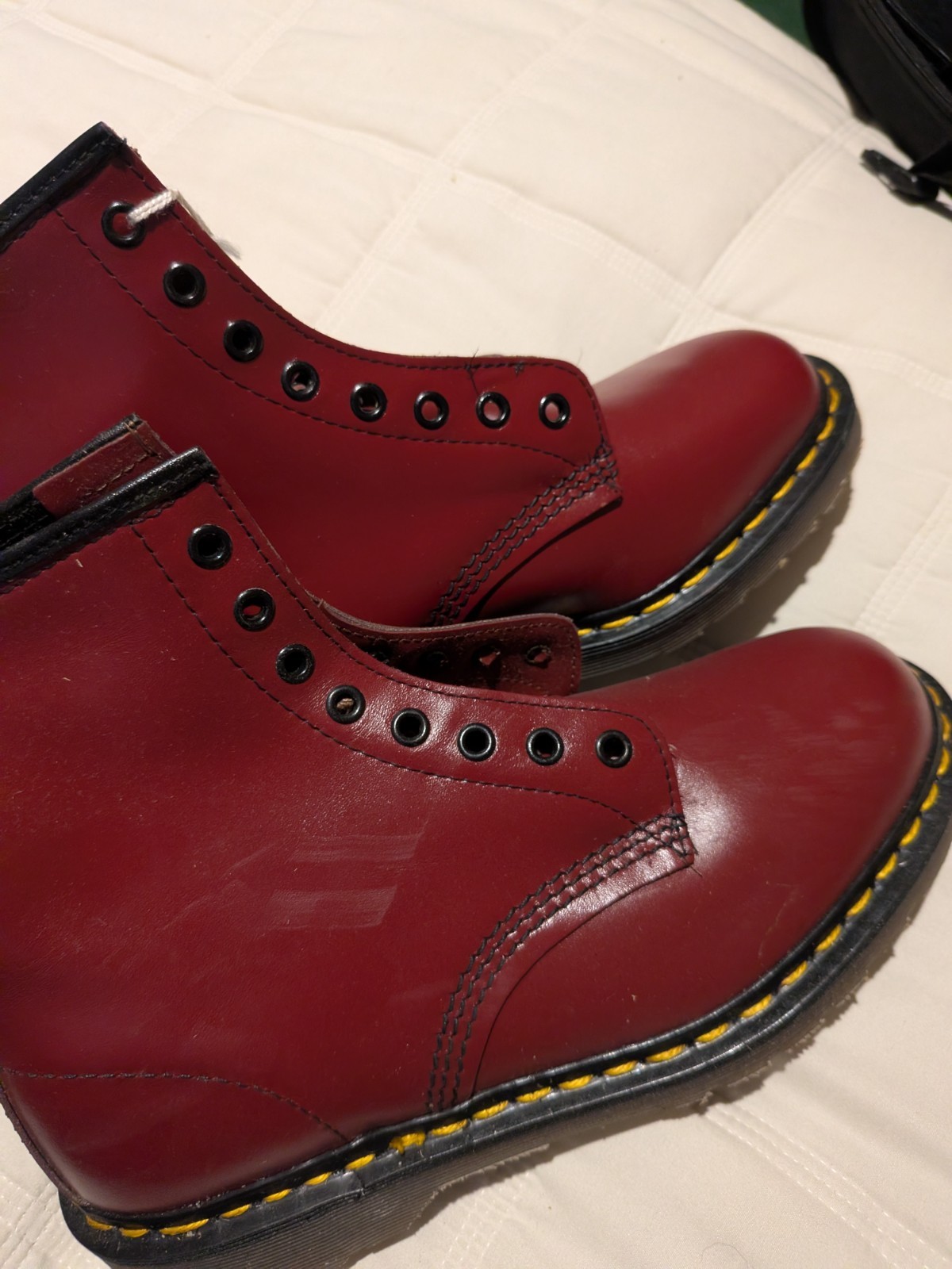 Vintage Dr. Martens Cherry Red 8-Eye Boots Made in England 90s grunge