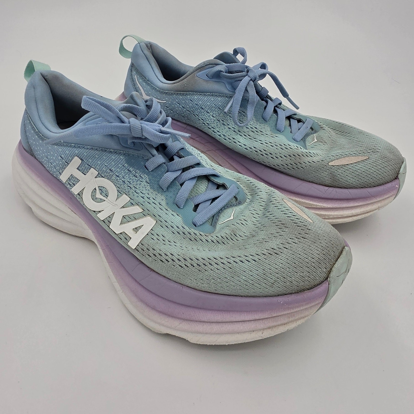 Hoka One One Bondi 8 Women’s 8.5 B Running Shoes Airy Blue / Sunlit Ocean ABSO