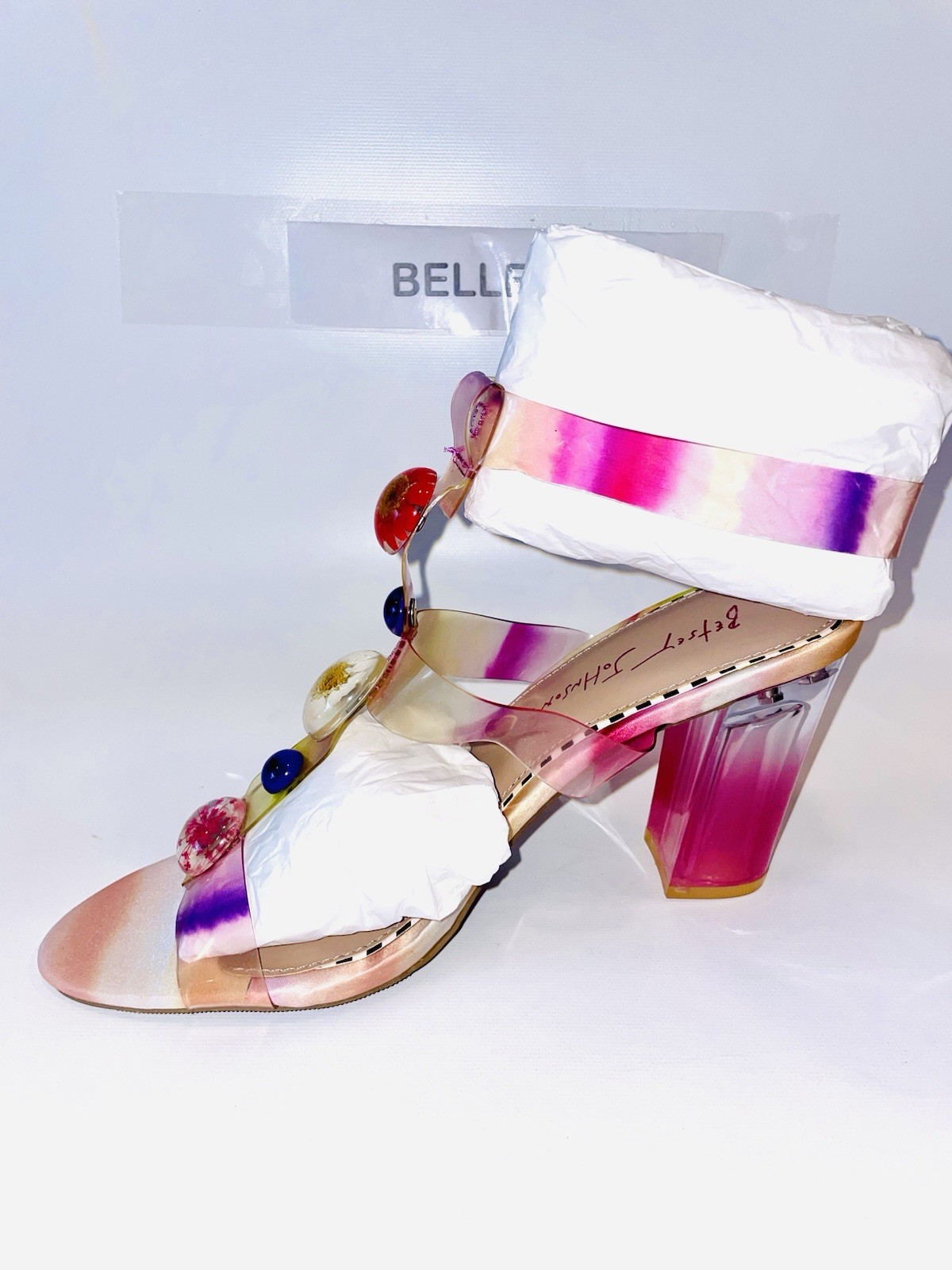 Betsey Johnson Sandals Size 8.5 floral see thru heels Lennie