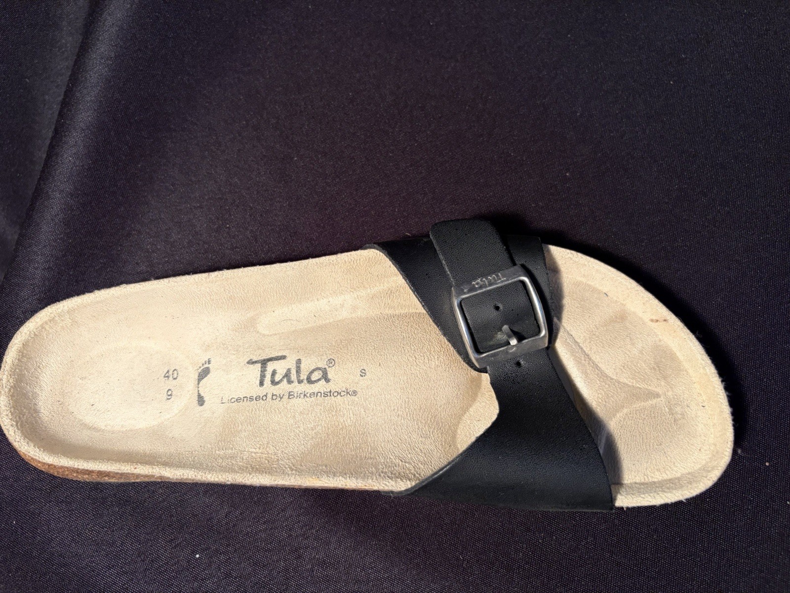 TULA By Birkenstock Ladies Sz 9 EU 40 Black slip on Sandals Excellent Condition