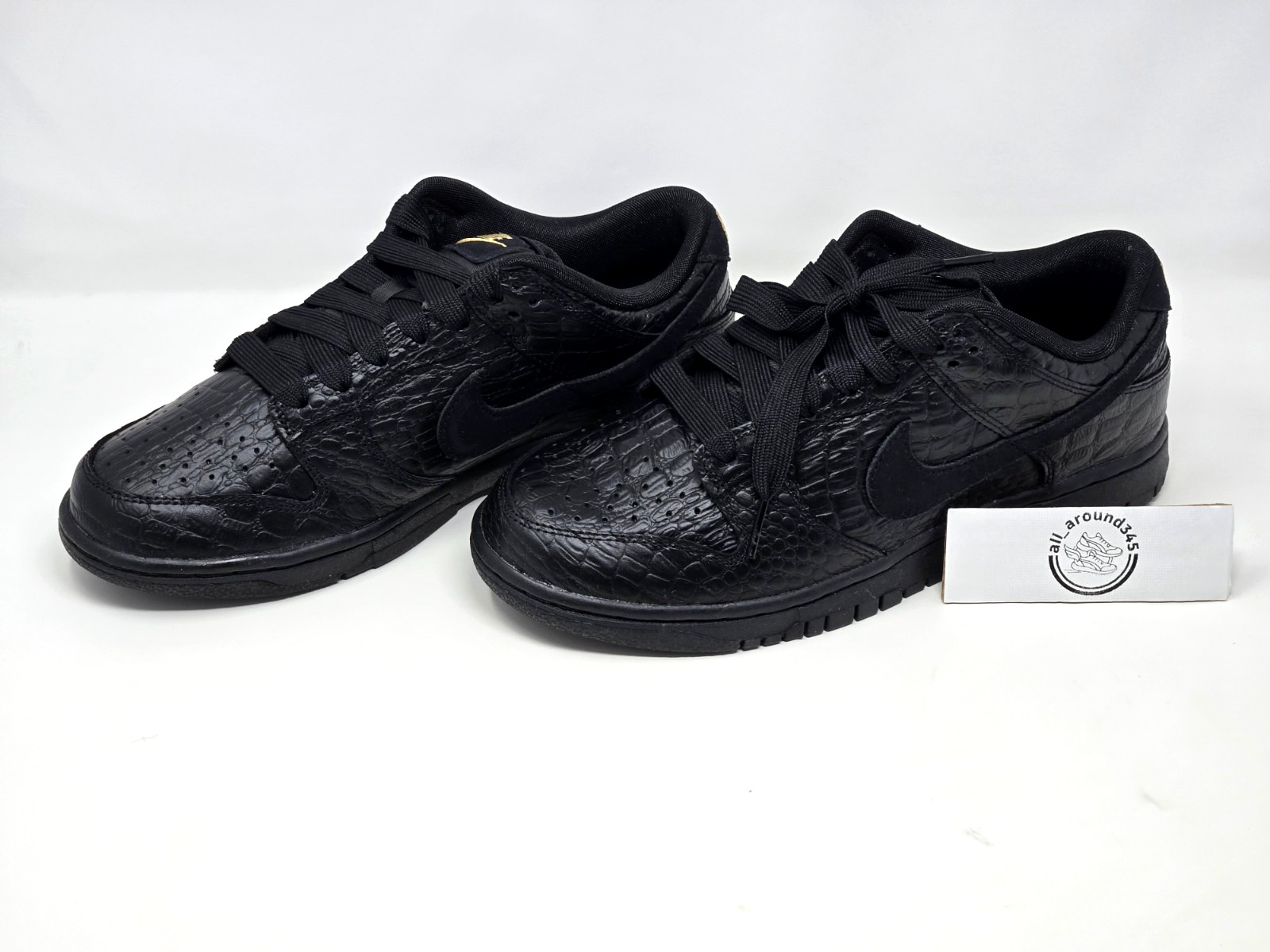 Nike Dunk Low Black Croc Womens Size 8 Metallic Gold Off Noir HV4388-001 NBY NEW