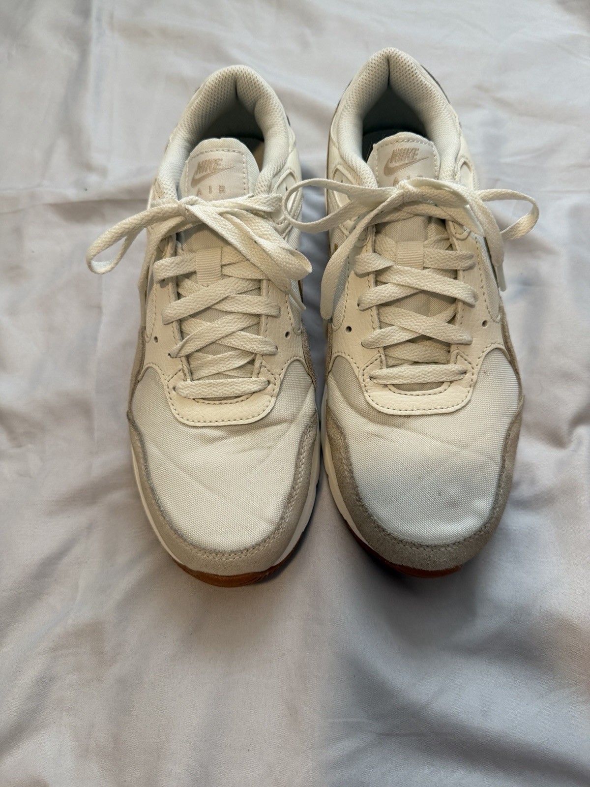 Nike Air Woman’s Low Top Lace-Up Sneakers, White Beige Activewear Casual
