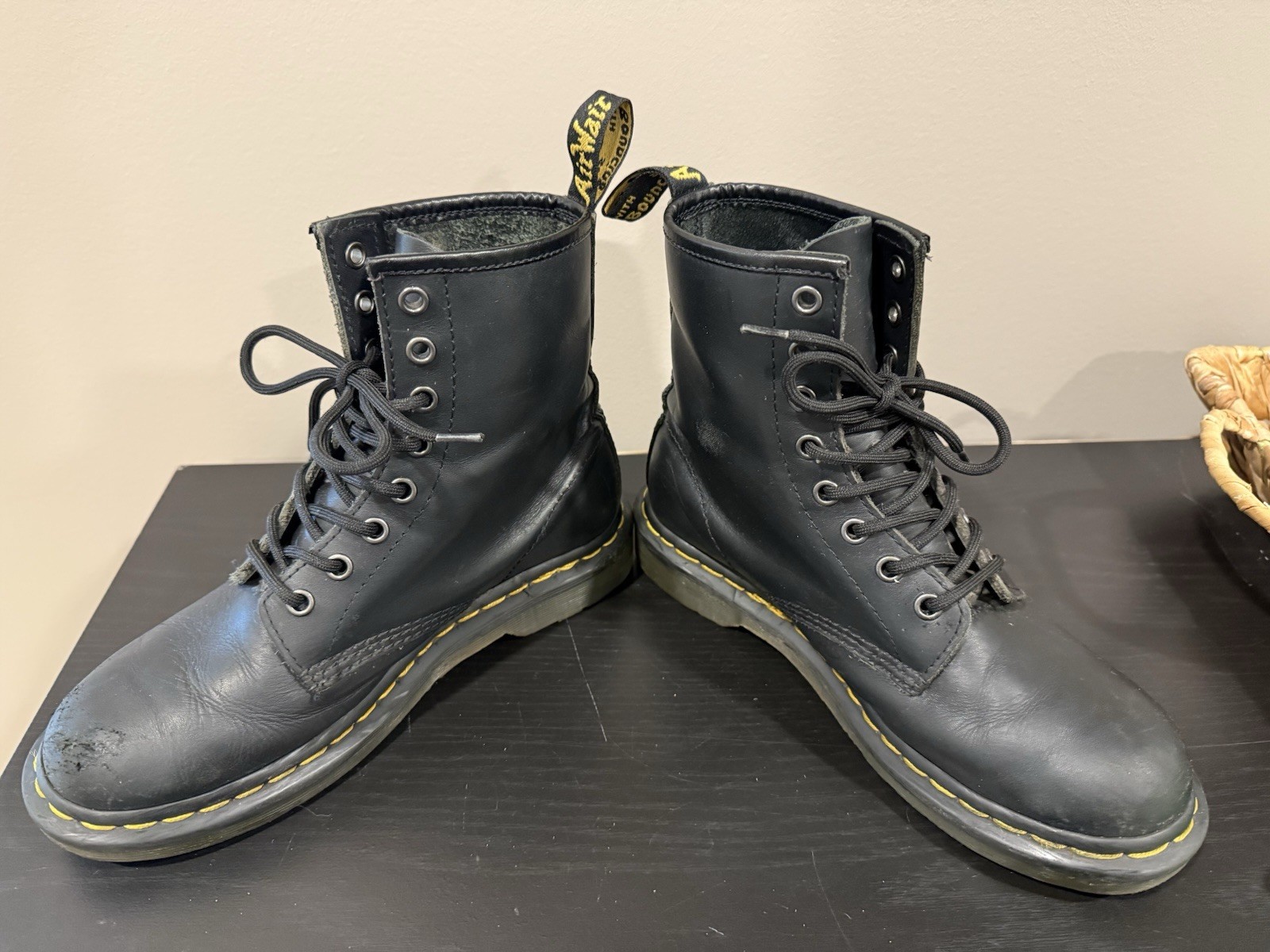 Dr. Martens Women’s Original Smooth Leather Lace Up Boots – Black, Size 7 US