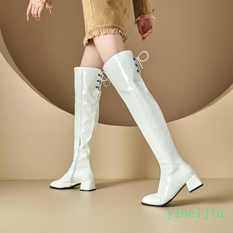 Womens Lady Gothic Over The Knee High Boots Patent Leather Shoe High Chunky Heel