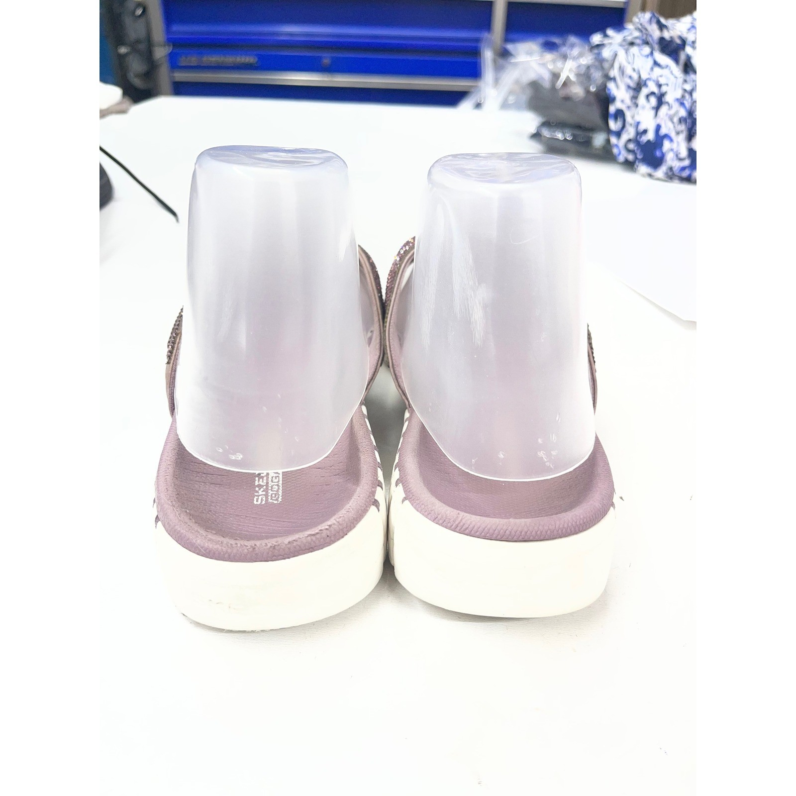 Skechers Go Walk Goga Mat Rhinestone Flip Flop Sandals Purple Mauve Womens 10