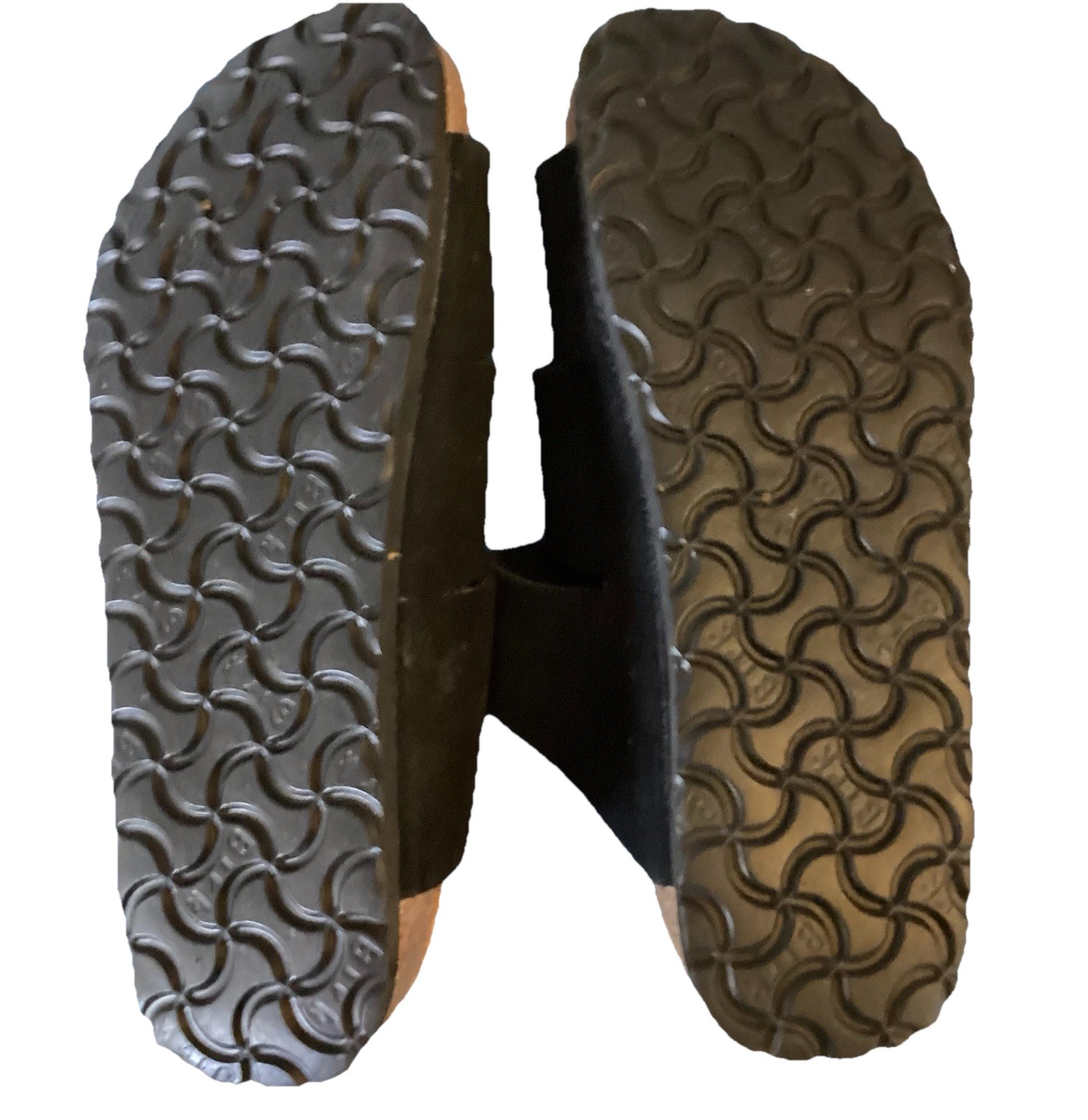 Birkenstock Birkies Sandals Size 7 Medium Black Suede With Brown Footbed