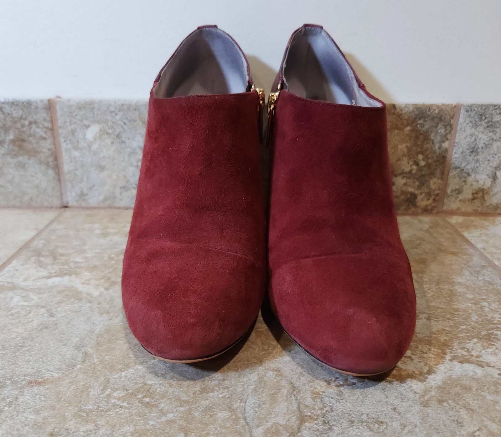 Michael Kors | Women’s 8 M Sammy Merlot Suede 3.25″ Heels Zip Ankle Booties EUC