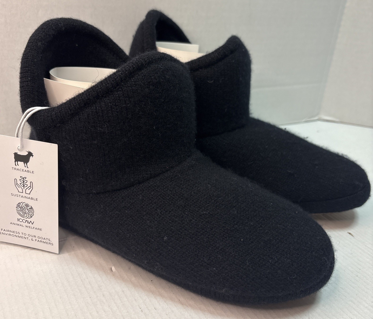 NEW Naked Cashmere Black Bootie Slippers Womens Size Medium w Bag NakedCashmere