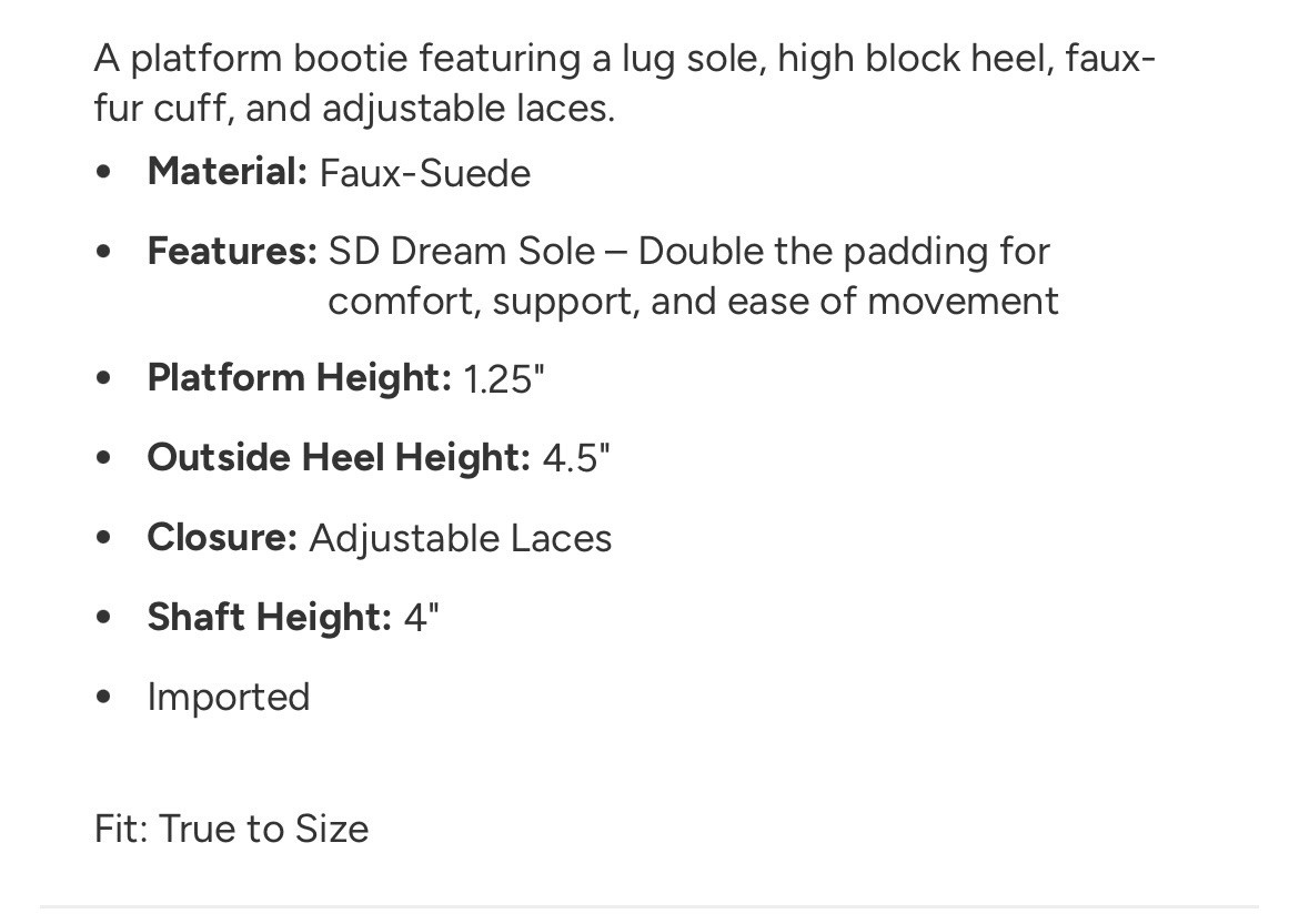Women’s Shoedazzle Anneli Size 6 Cognac Furry Platform Lace Up Bloc Heel Bootie