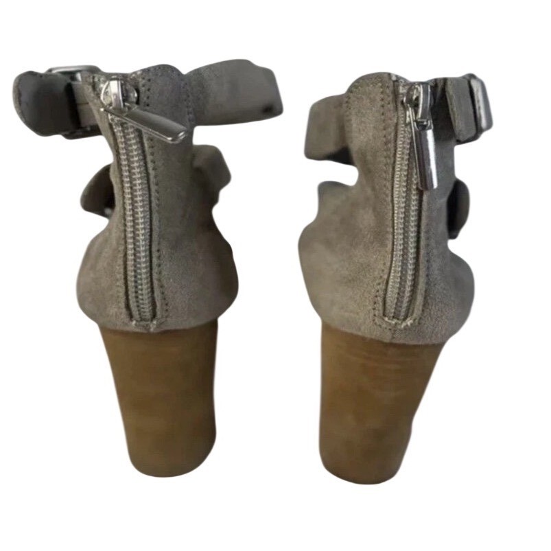 Carlos By Carlos Santana Taupe Suede Strappy Heel Buckle Ankle Size 6