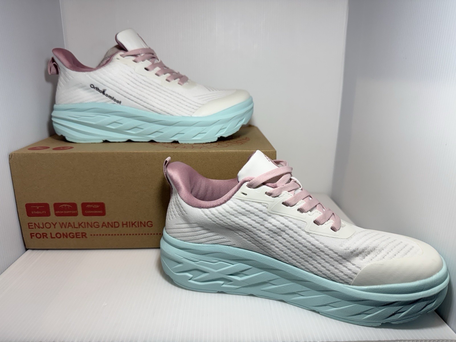 Ortho Comfoot Women Size 7 Wide K2- Pink White Arch Support Diabetic