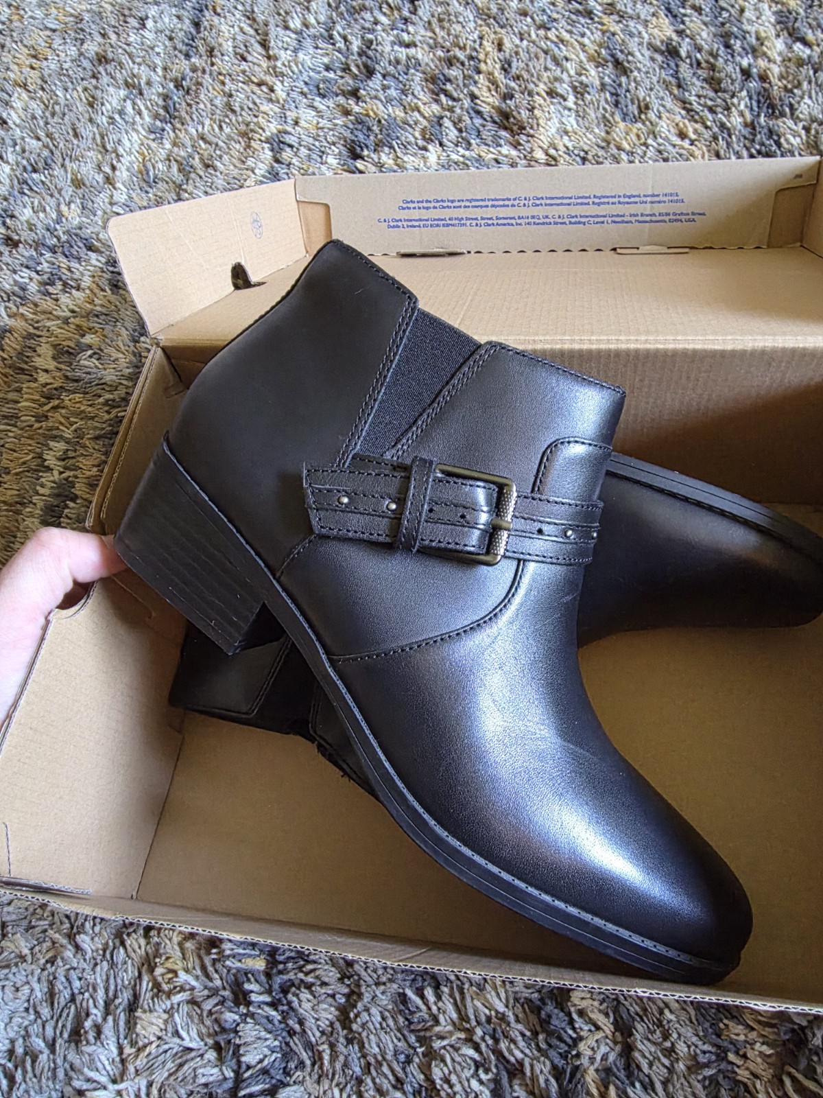 Clarks Womens Block Heel Booties Danyelle Wish Black Sz 10M
