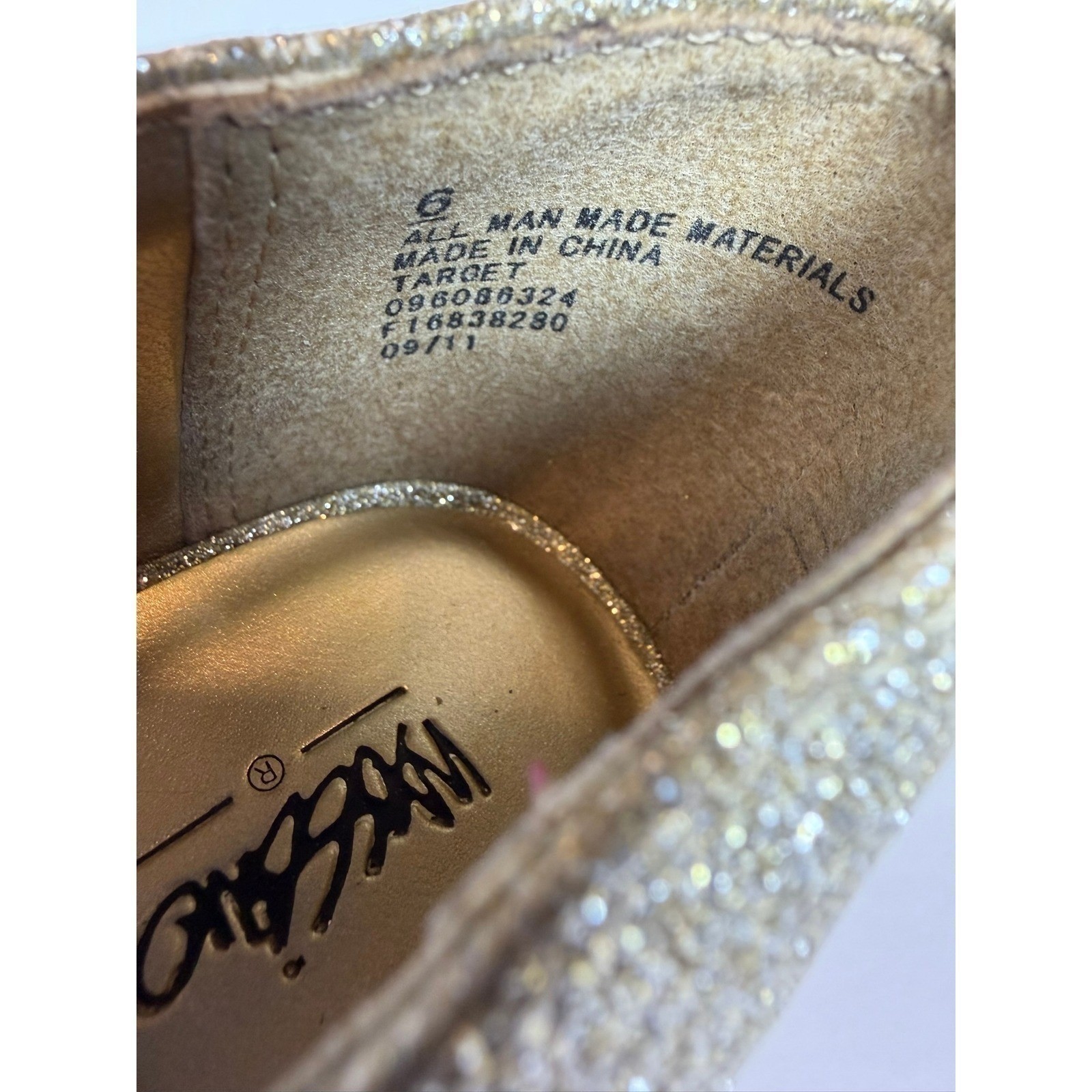 Mossimo Gold Glitter Platform Heels Women Chunky Block Heel Sparkle Size 6