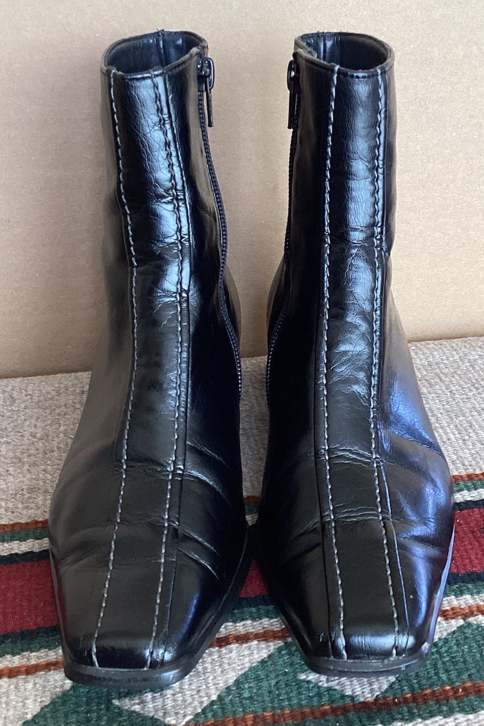 Paul Green Women’s Black Leather Ankle Boots Sz 5.5 Made in Austria Zip Comfort