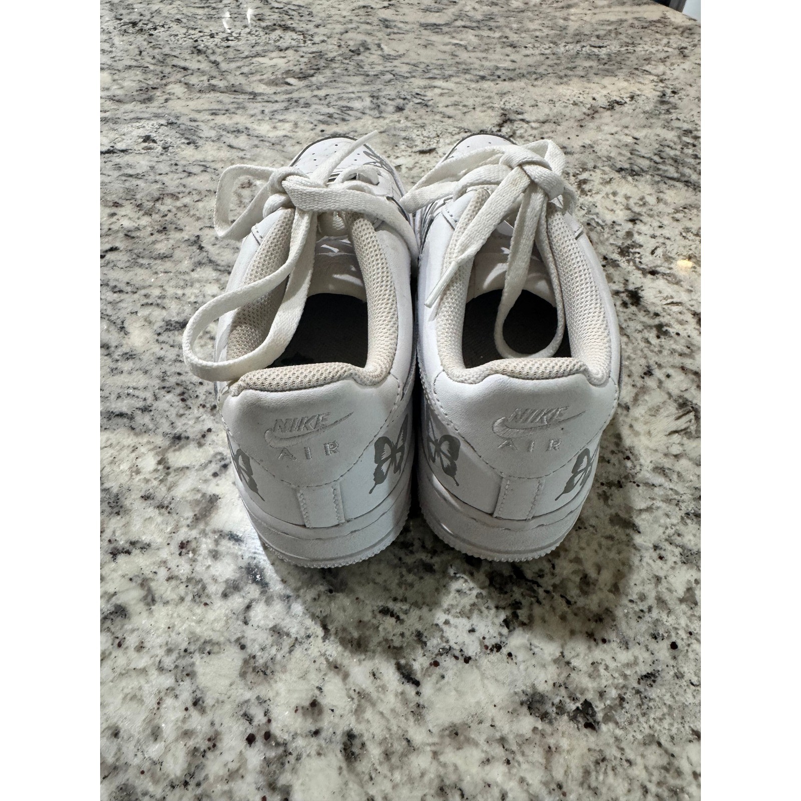 Nike Air Force 1 Low White Silver Butterfly Kids 6.5Y Womens 8 Sneaker