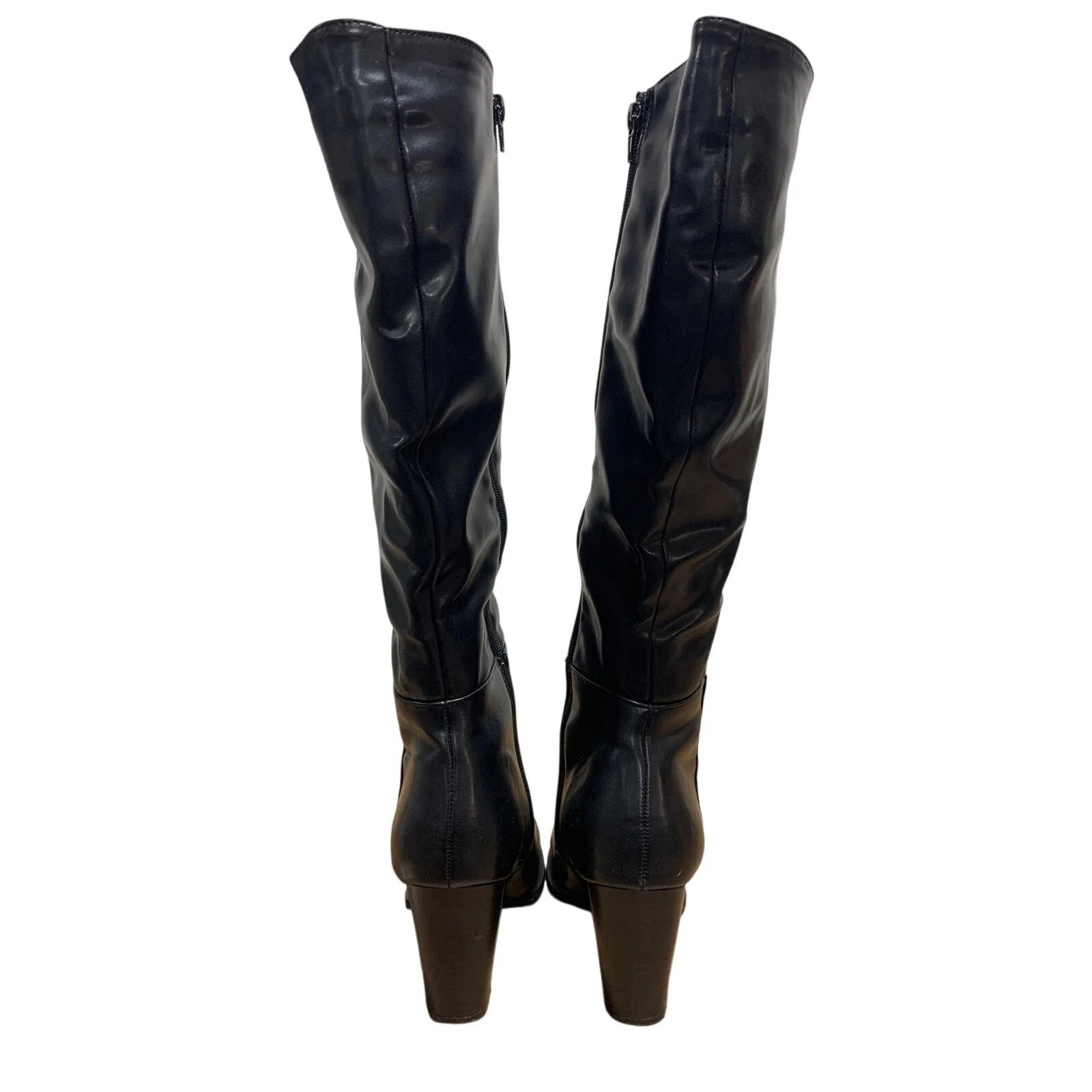 Vepose Womens Size 9 Black 3.5″ Heel Knee High Boots Closed Pointed Toe Shoes