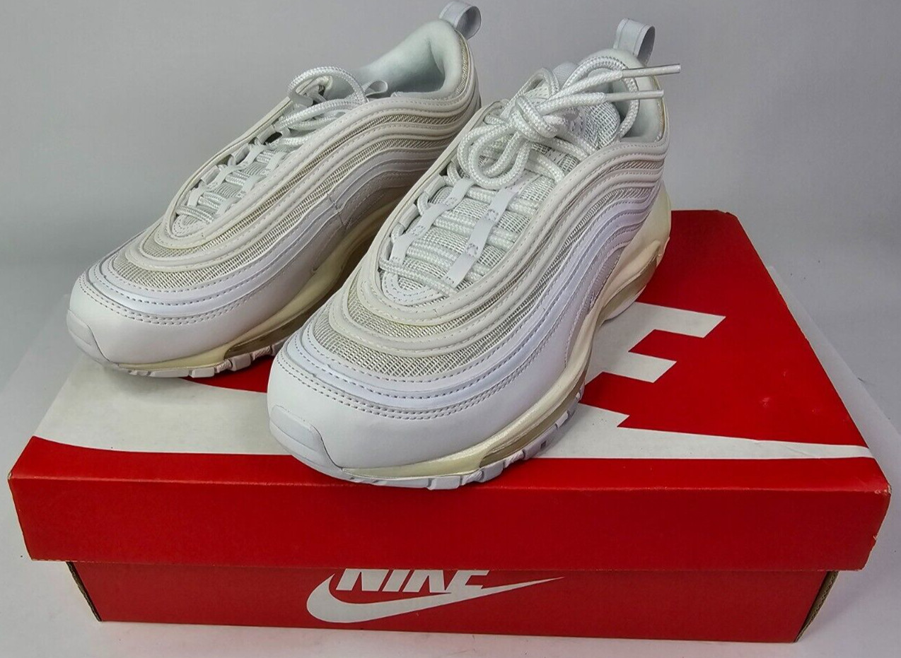 EUC! WMNS NIKE AIR MAX 97 WHITE-WHITE-PURE PLATINUM SZ 6.5 [921733-100]