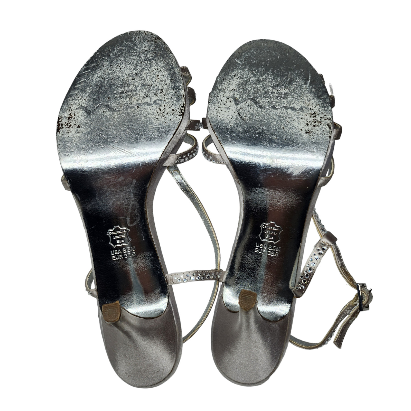 Silver Rhinestone Heels Womens 8.5 Nina Sparkly Strappy Evening Prom Dressy