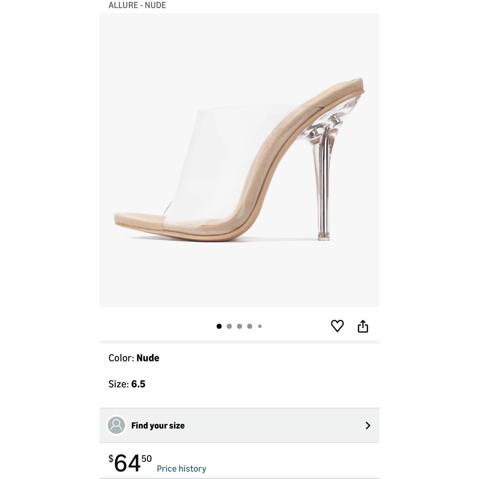 Cape Robbin Allure Nude Clear Stiletto Heel Mules Womens Size 10