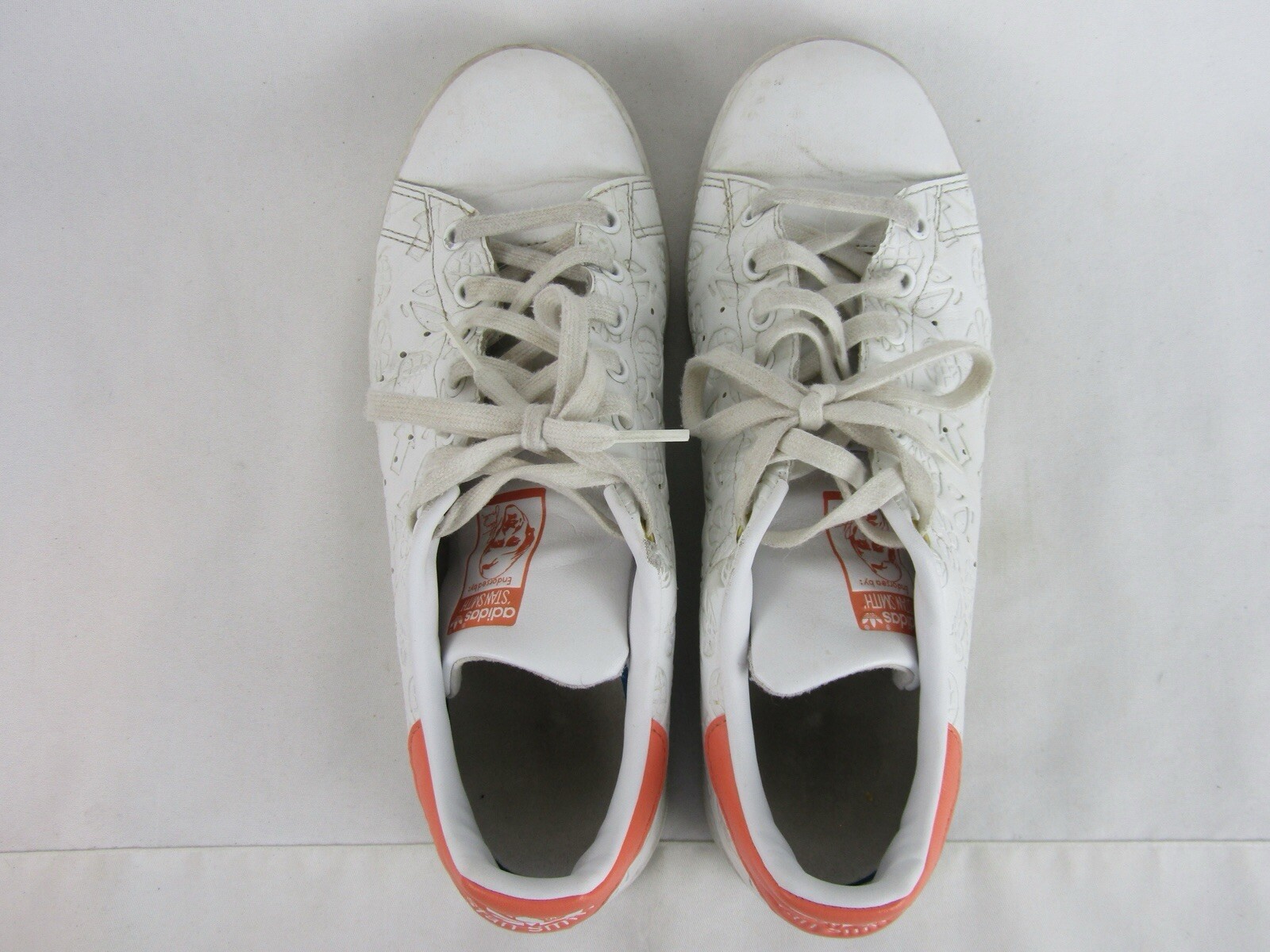Womens Adidas Stan Smith Embossed Graphics Shoes-Size 11-White/Semi Coral-FX5677