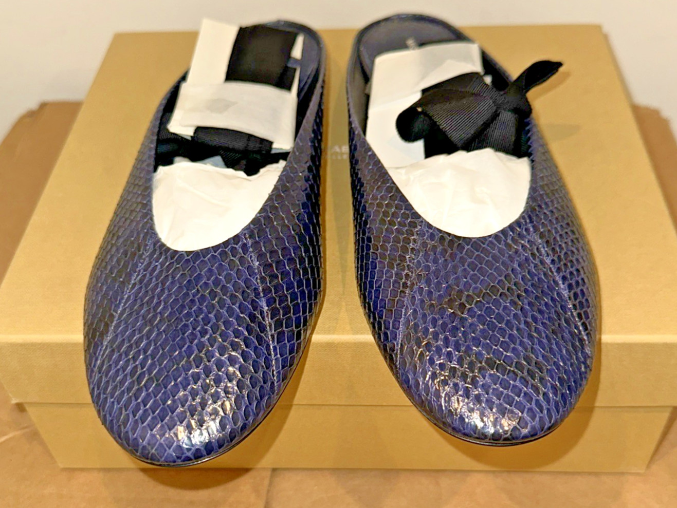 Michael Kors Collection Size IT 40/10 Maren Lace Ballet Flat Sapphire Snake Skin