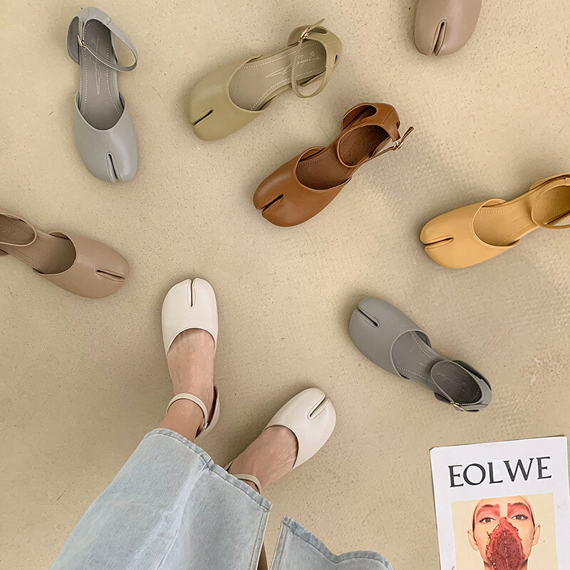 Women Flat-Bottom Split-Toed Sandals Shoes Summer Ankle Strap Comfort Shoes