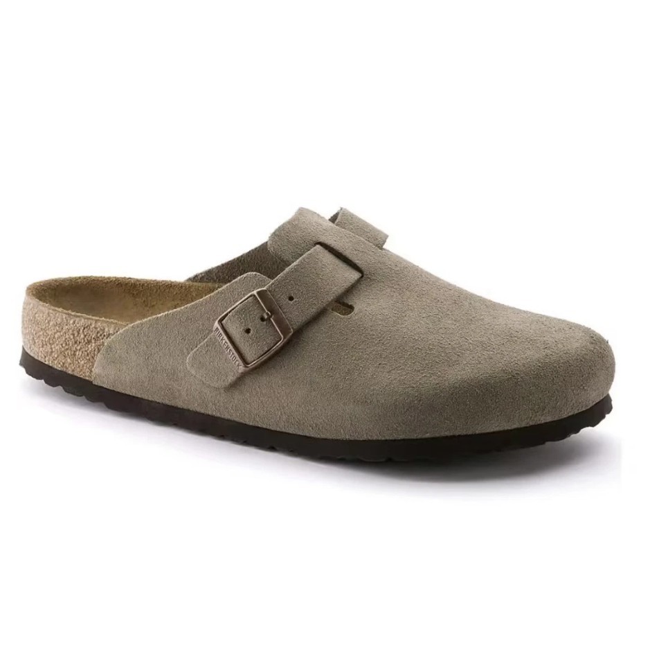 Birkenstock Boston Taupe Suede Leather Soft Footbed Unisex Clog Shoes EU38-43