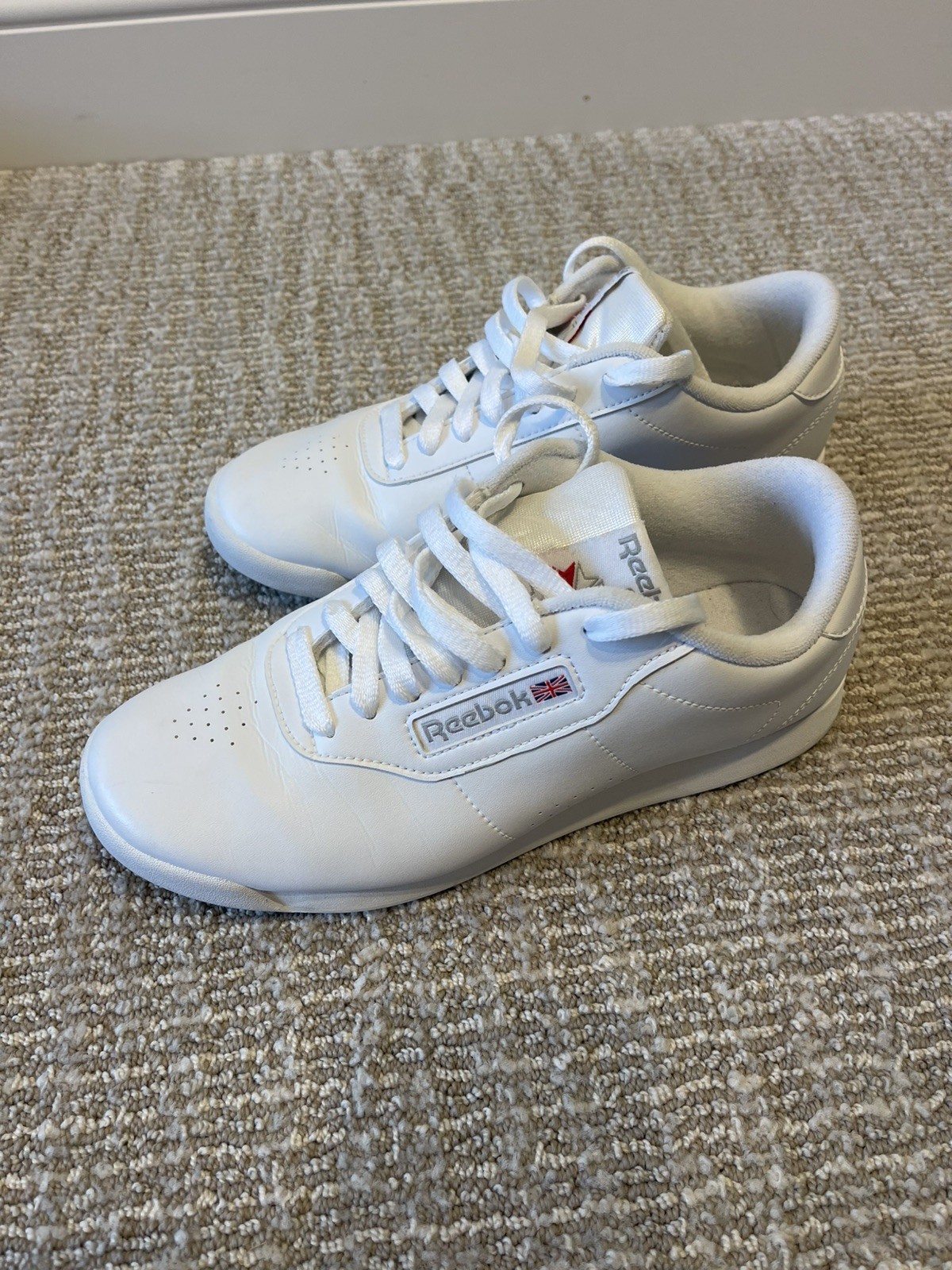 Reebok Classic Princess Shoes Womens 7 White Leather Retro Dance Sneakers