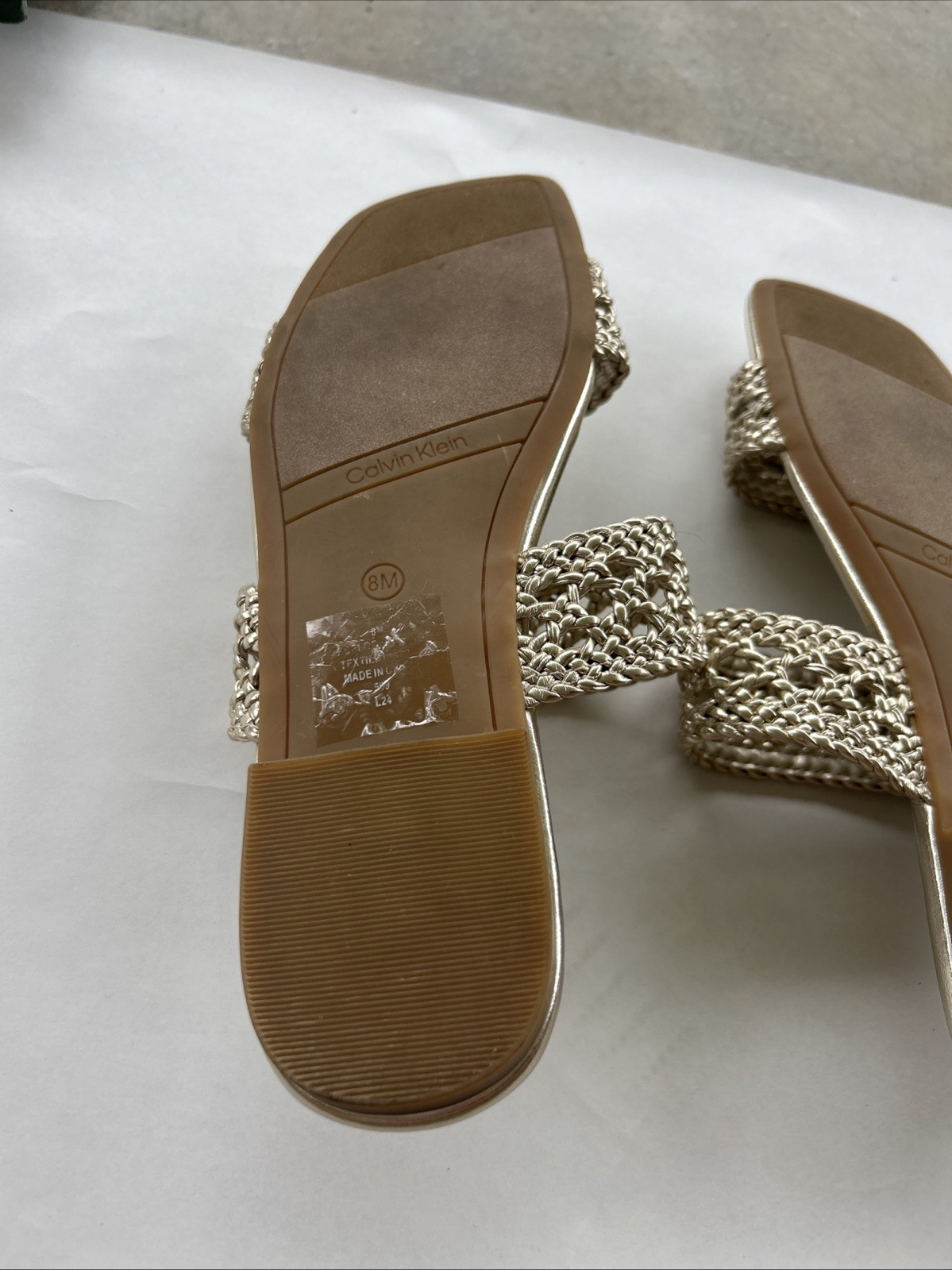 Calvin Klein Women’s Florency Woven Slide Sandals Gold, Size 8 M