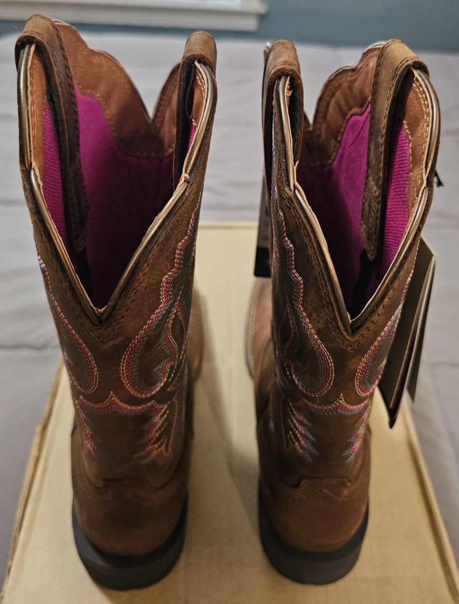 Ariat® (Women’s 6.5 B) Hybrid Ranchwork™ Western Boot in Distressed Tan – $220
