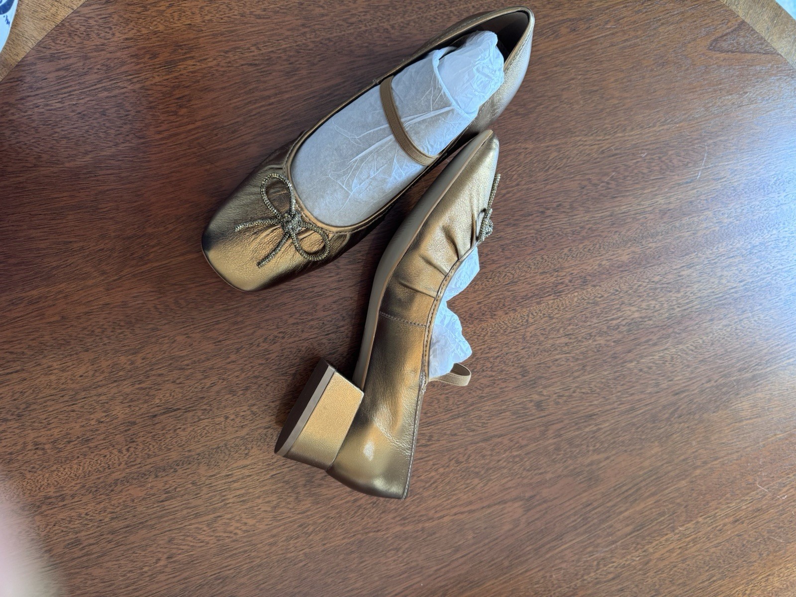 Maeve Anthropologie Women’s 9 Copper Metallic Mary Janes W Bow Dressy Heels New