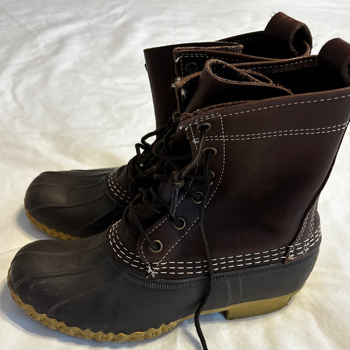 L.L. Bean Boots 8” Brown Burgundy Leather Made in Maine USA Unlined Woman’s 6M