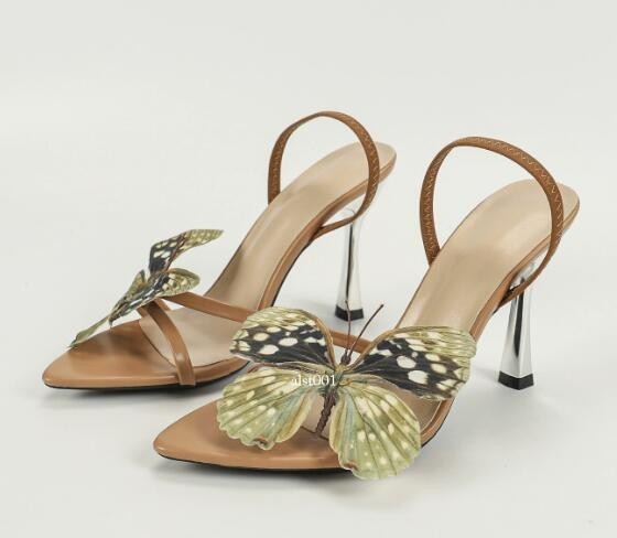 Women Peep Toe Butterfly Pattern Stilettos High Heels Stage Party Sandals Shoes