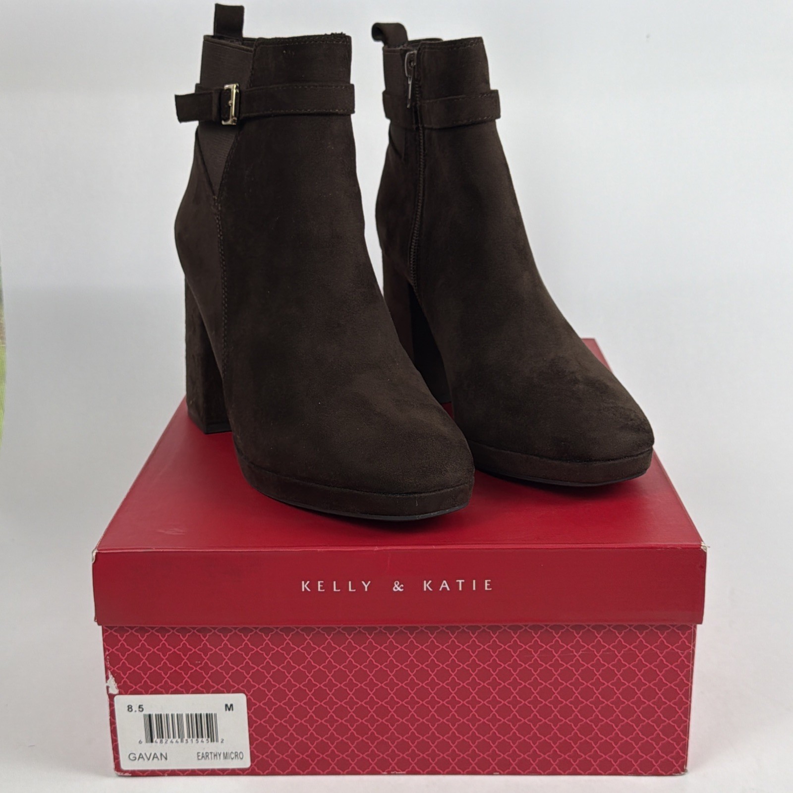 Kelly & Katie Gavan Earthy Micro Brown 3.5in Heeled Lace-up Bootie Womens 8.5M