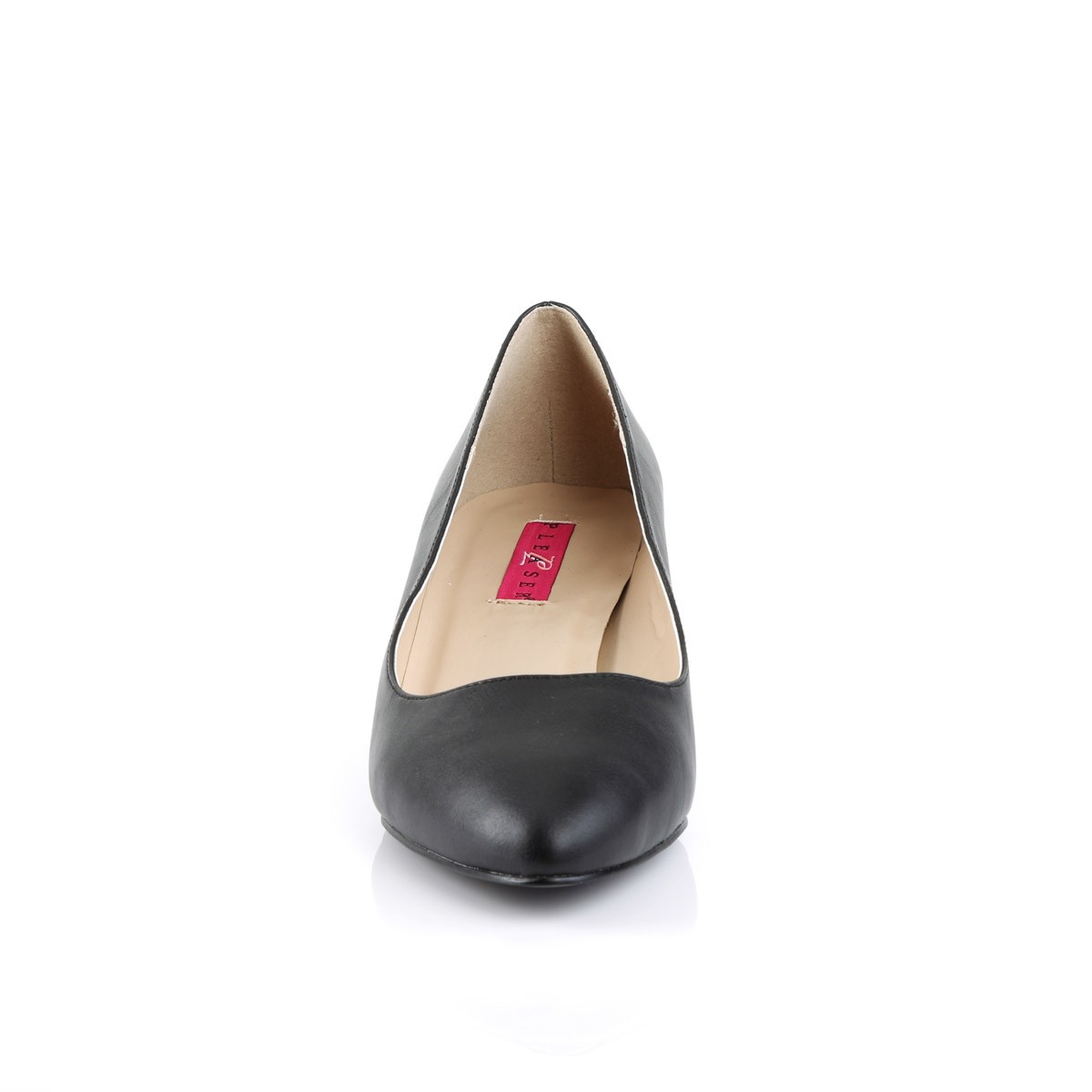 Pleaser Fab 420W Classic Pointed Toe Pumps 2In Block Heel Blk Faux Leather sz 13