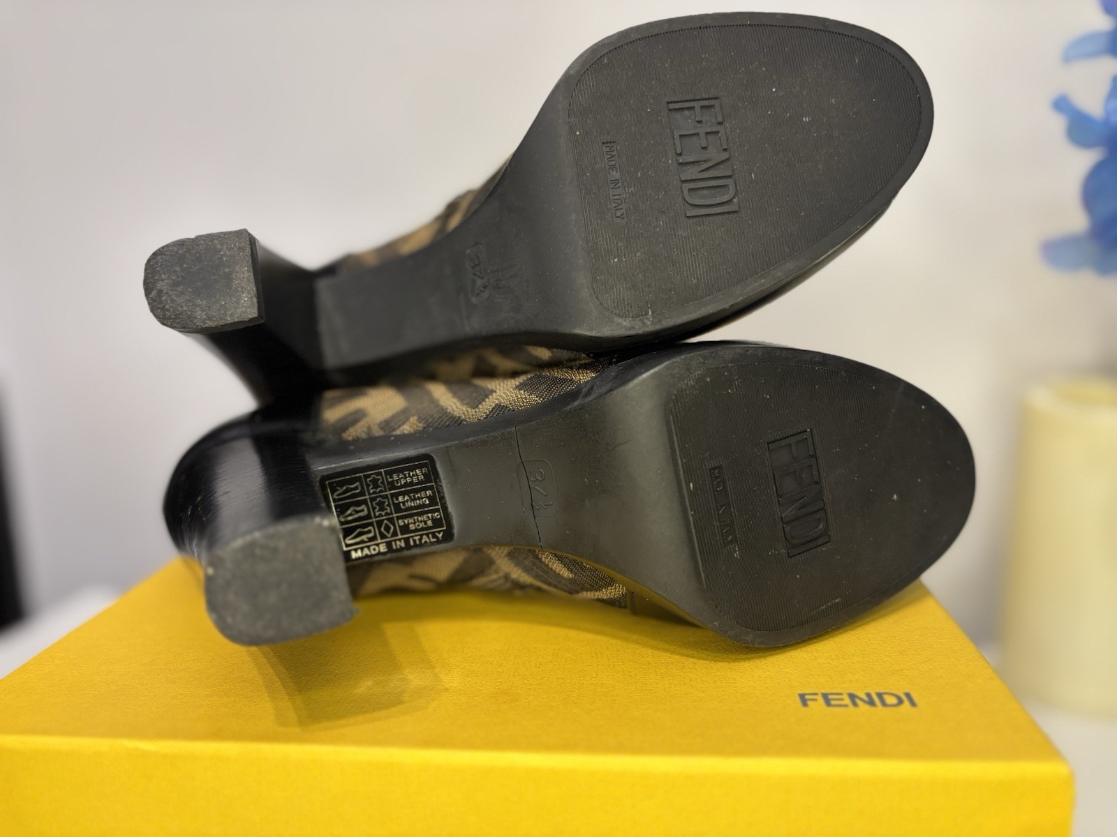 Fendi Zucca Canvas Platform Ankle Booties/ Size37.5
