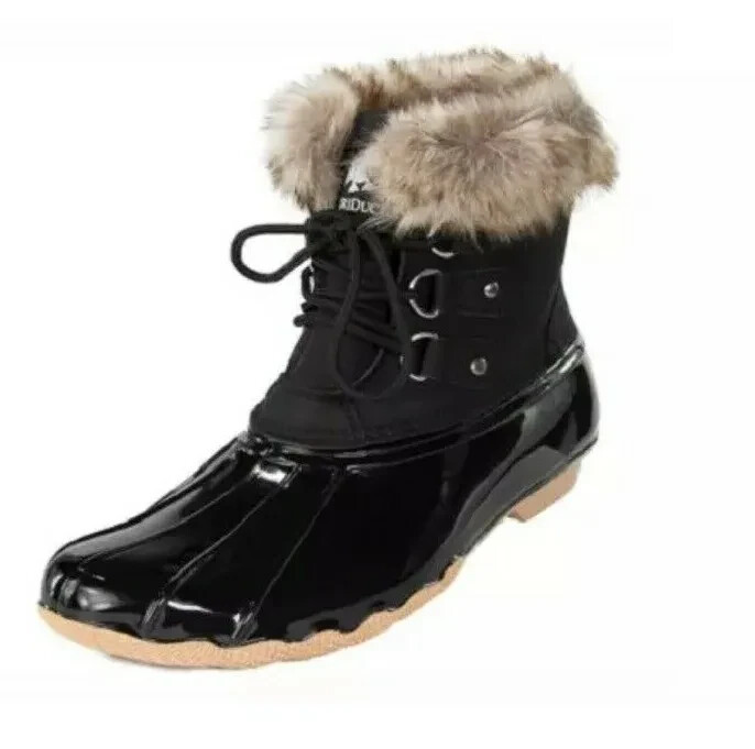 DriDucks Dri Ducks Frogg Toggs Bailey Fur Rain Snow Boots Shoes Black Sz 11 New