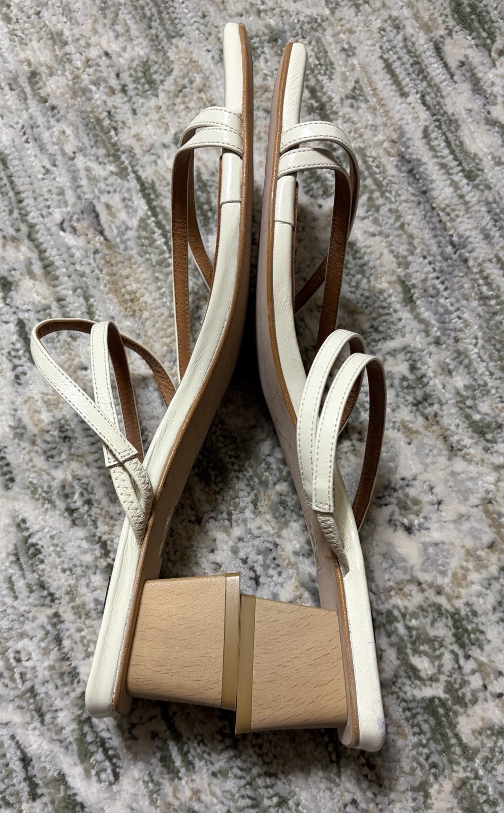 Angel Alarcon Spain White Strappy Square Toe Heeled Sandals Womens 41