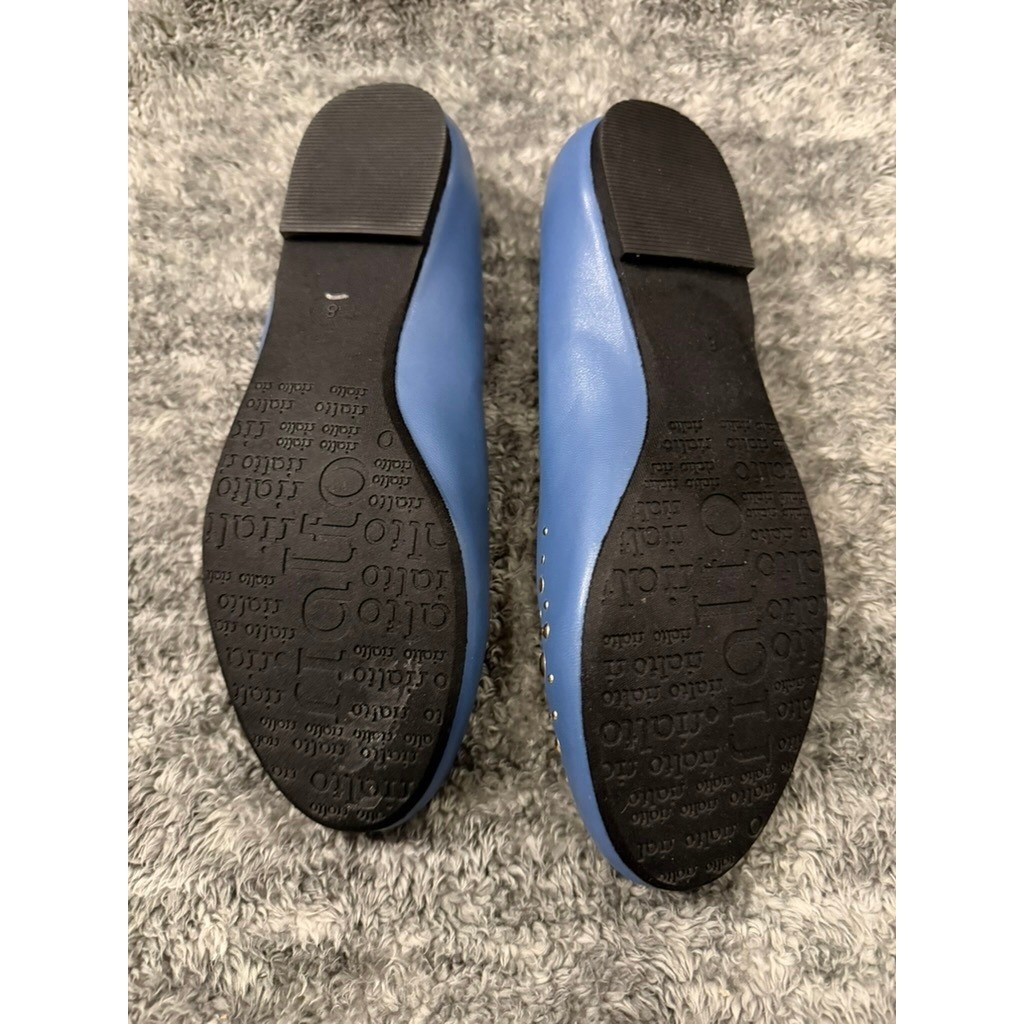 Rialto Santos Blue Studded Faux Pearl Embellished Ballet Flats Womens Size 8M