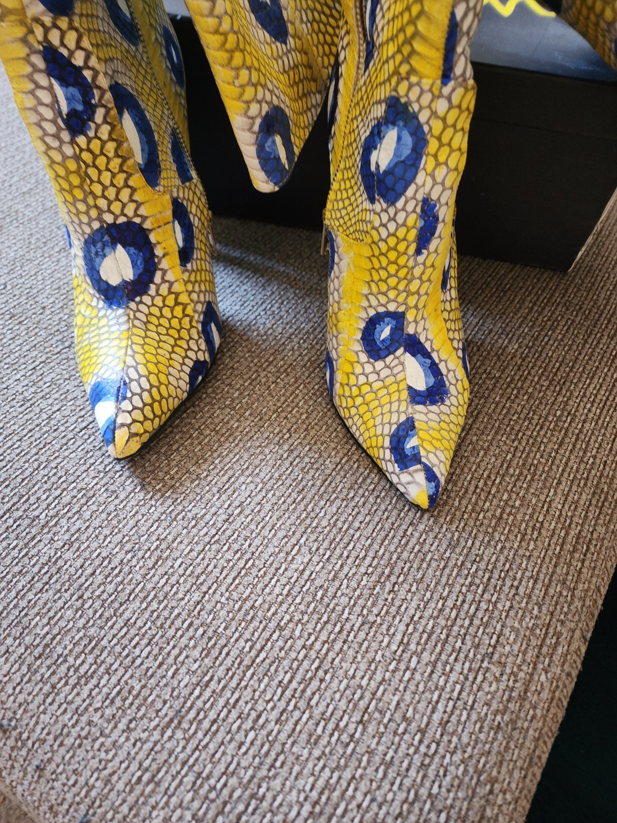 London Trash Lorelei Painted Snakeskin Boots Size 10